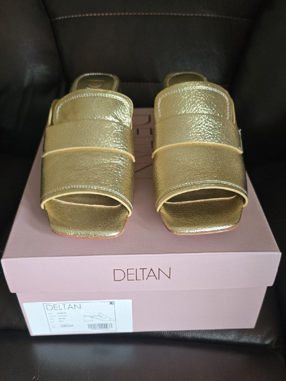Delta Gold Double-Band Slide Mules for Women